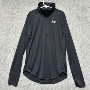 Under Armour 1/4 Zip Youth Size Large L Black Heatgear Loose‎ Shirt